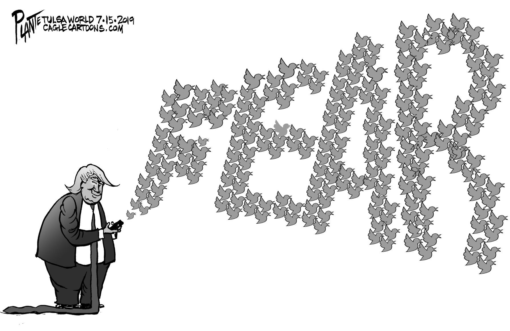 Bruce Plante Cartoon: Trump tweets